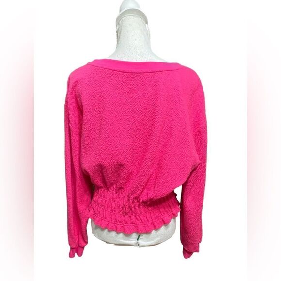 Maeve by Anthropologie | Smoked Long Sleeve Top | Pink | large - Picture 5 of 7